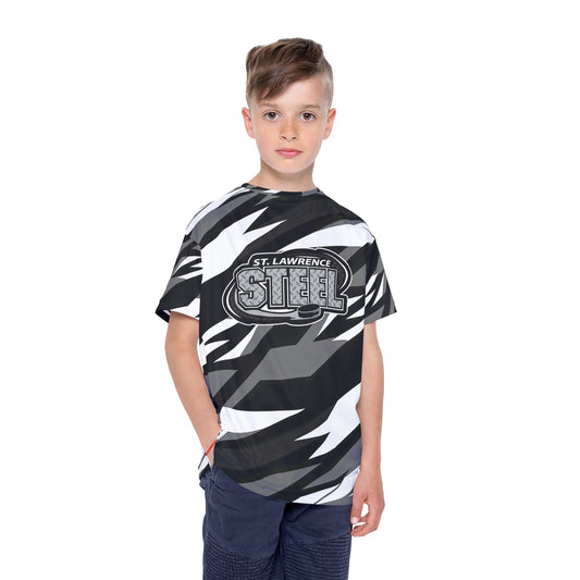 Steel moisture-wicking polyester all over print shirt